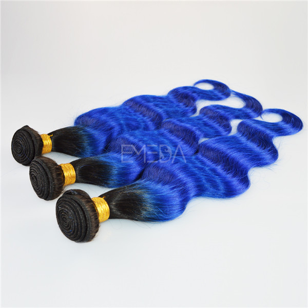 2“ natural color 14” blue two tone human hair weft LJ176